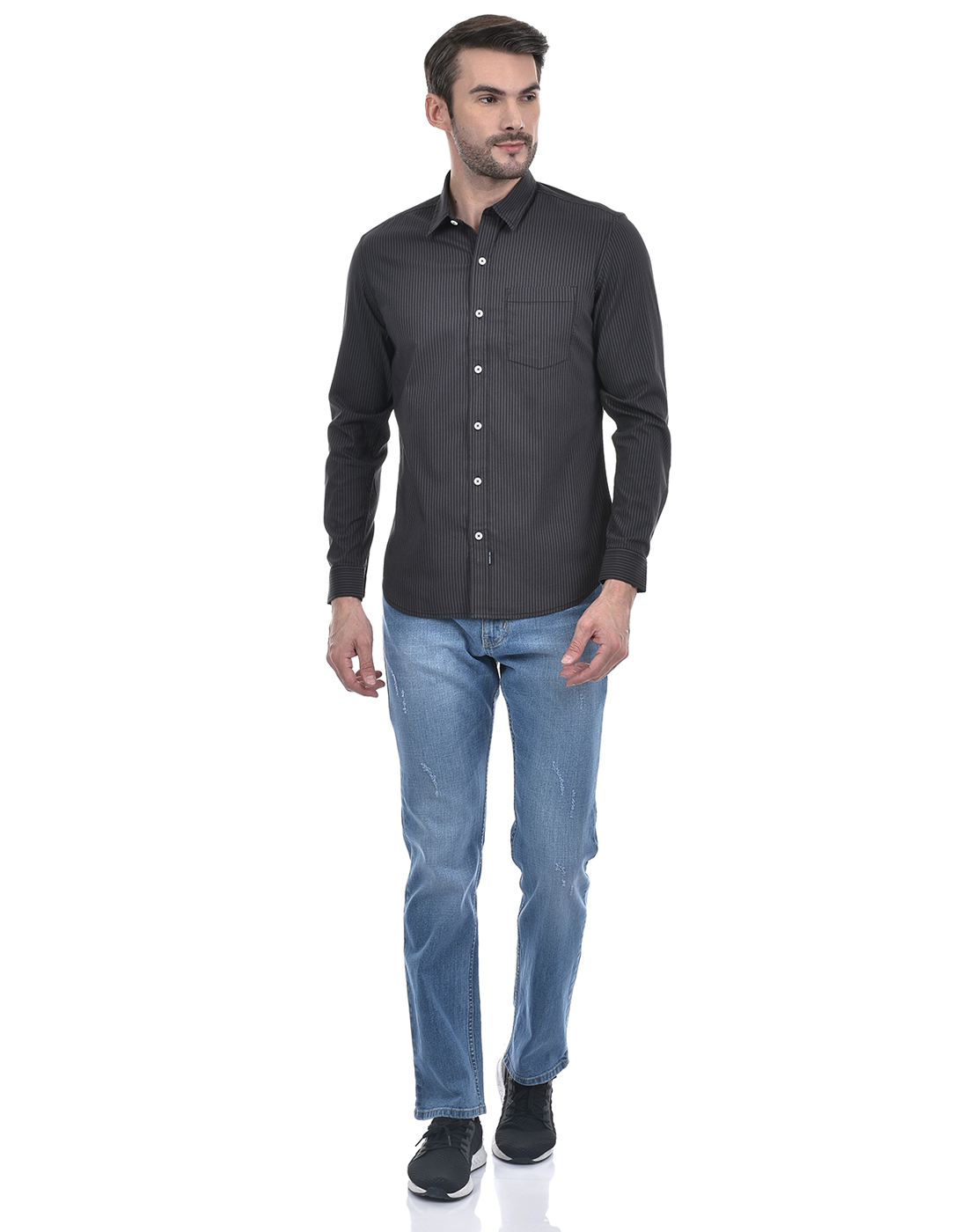 Numero Uno Men Striped Black Shirt